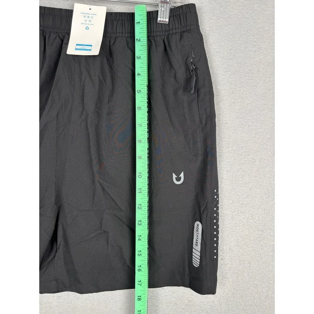 Northyard Shorts Mens Large Black Running Zip Pockets 8 Inseam Reflective Lined